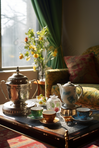 陶瓷茶具暖色调家具茶杯