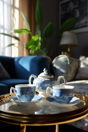 陶瓷茶具暖色调家具阳光