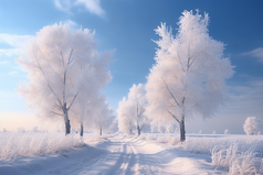 冬天的雪景的树摄影图5