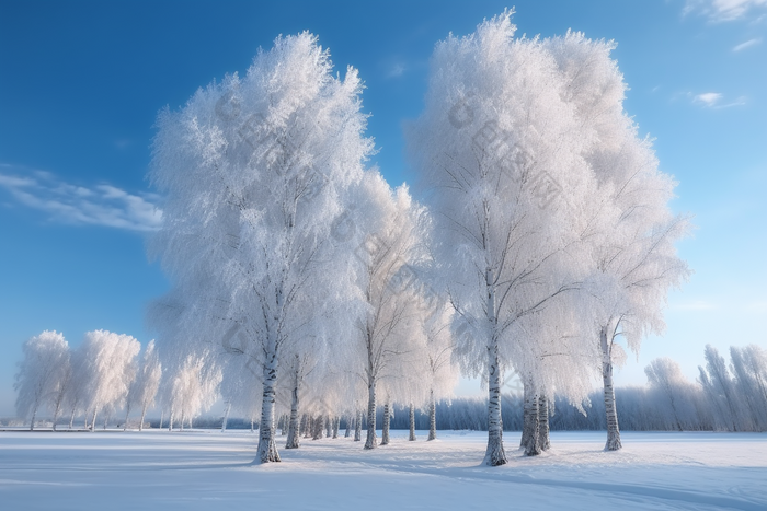 冬天的雪景的树冬季冷冻