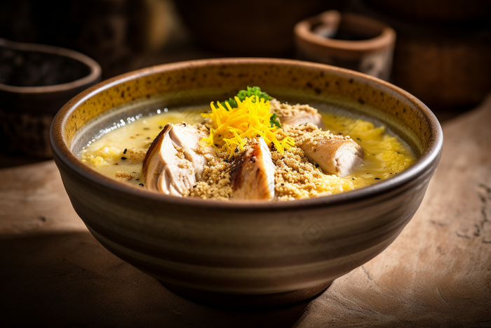 鸡汤泡饭传统美食桌子诱人