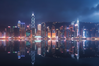 香港维多利亚港夜景晚上旅行