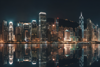 香港维多利亚港夜景旅行美丽