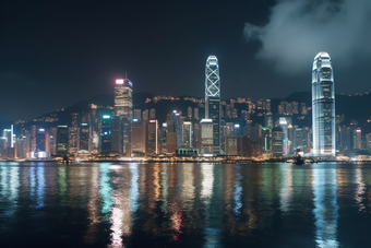 香港维多利亚港夜景建筑美丽