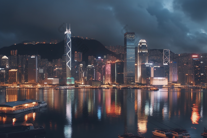 香港维多利亚港夜景摄影图7