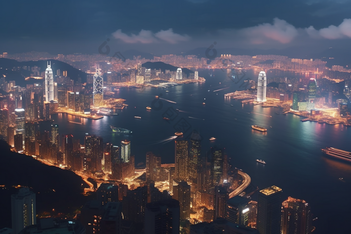 香港维多利亚港夜景摄影图6