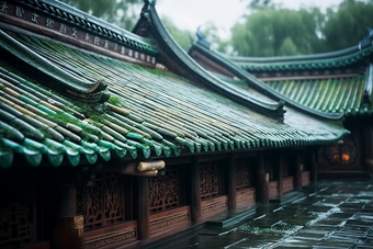 中式传统江南瓦片屋顶摄影图33