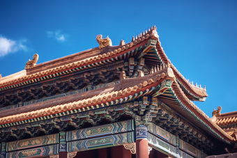 中式传统宫廷建筑<strong>屋檐</strong>屋顶气派