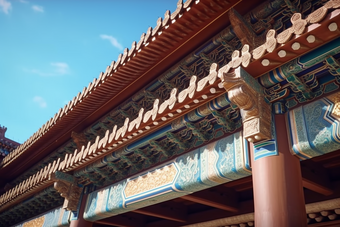 中式传统宫廷建筑屋檐古气派