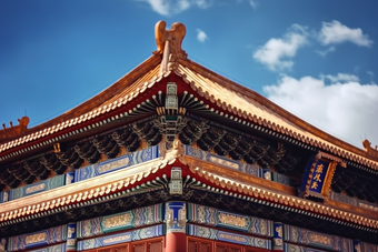 中式传统宫廷建筑屋檐中国风古