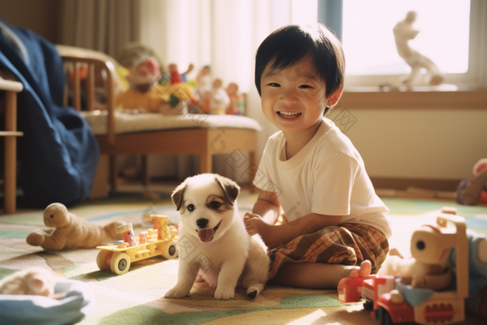 小男孩居家玩耍小笑容