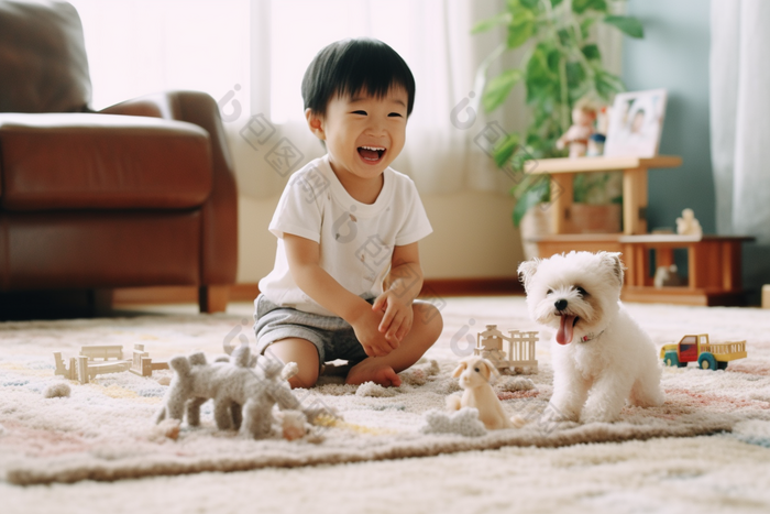 小男孩居家玩耍小开心