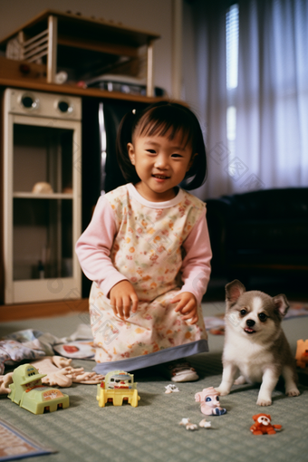 小女孩居家玩耍竖图小开心