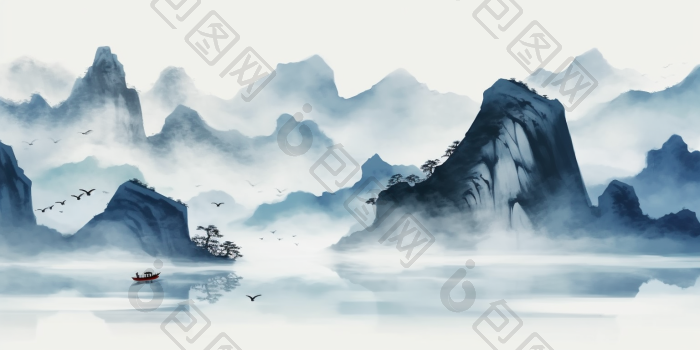 中国山水画国风高清图片下载-包图网