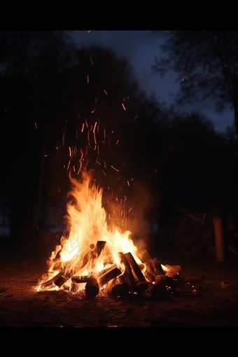 户外野营的篝火篝木条