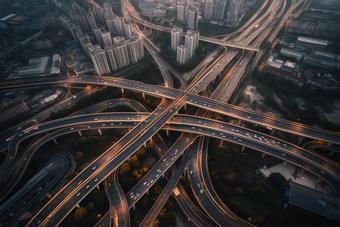 夜晚城市立交桥<strong>横图</strong>交通汽车