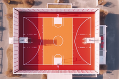 航拍视角的篮球场摄影图8