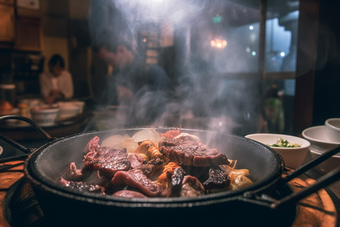 香气诱人的锅仔食物餐桌