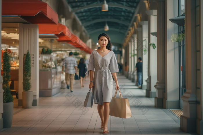 女士逛街商场服饰