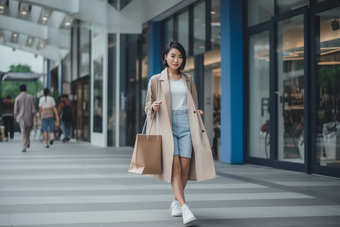 女士逛街服装店橱窗