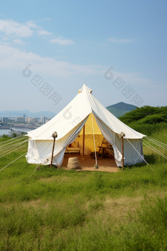 草地帐篷野营清新野餐旅游