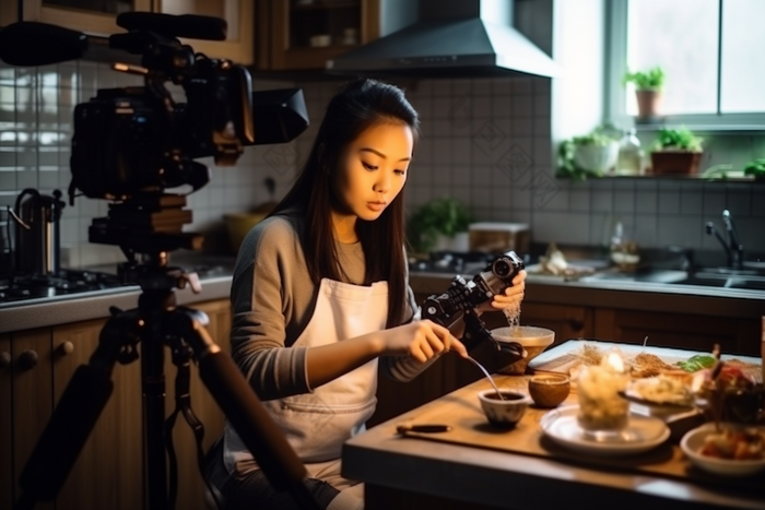 主播进行美食直播带货商业