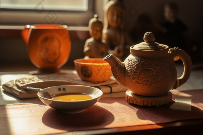 古风茶具摆件图片-包图网