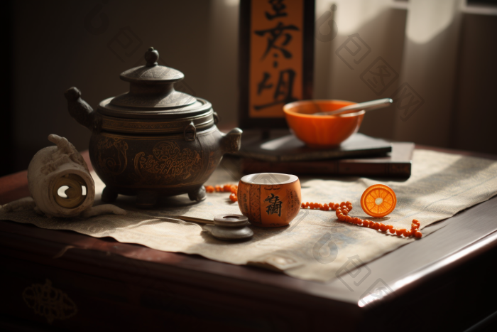 古风茶具摆件图片-包图网