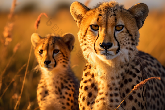 猎豹和幼崽在野外爬行动物豹子