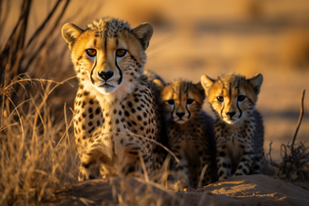 猎豹和幼崽在野外哺乳动物动物世界