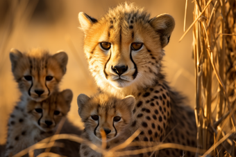 猎豹和幼崽在野外爬行动物动物