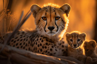 猎豹和幼崽在野外哺乳动物动物