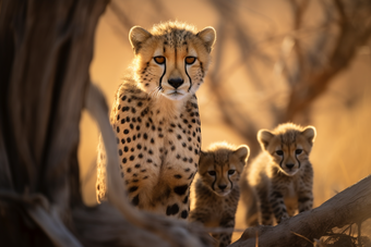猎豹和幼崽在野外哺乳动物豹子