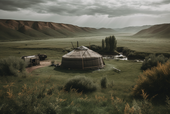 草原上的<strong>蒙古</strong>包房屋敖包