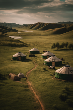 草原上的蒙古包竖图摄影图13