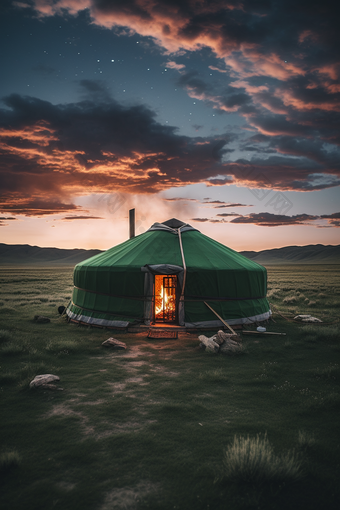 草原上的蒙古包竖图房屋包