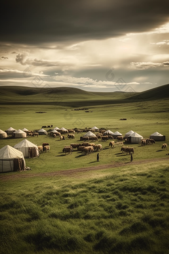 草原上的蒙古包竖图屋子藏包