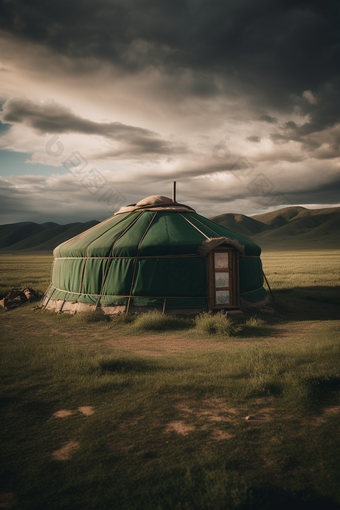 草原上的蒙古包竖图内屋子