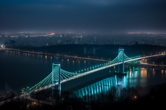 夜晚城市中的跨海大桥横图摄影图22