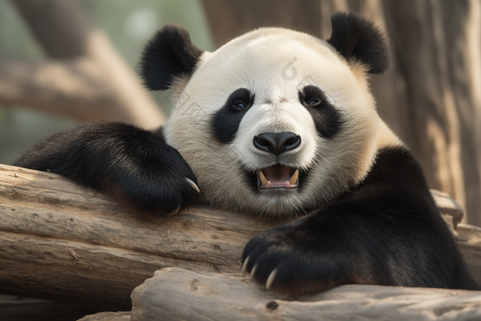 玩耍的熊猫吃竹子吃饭