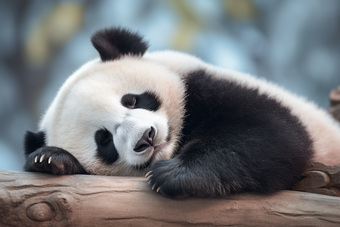 睡觉的熊猫<strong>吃</strong>竹子竹叶