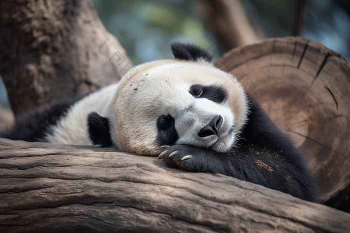 睡觉的熊猫吃竹子吃饭