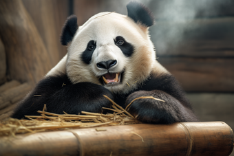 吃竹子的熊猫竹叶动物世界