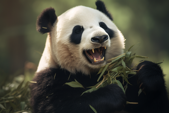 <strong>吃</strong>竹子的熊猫竹叶爬行动物