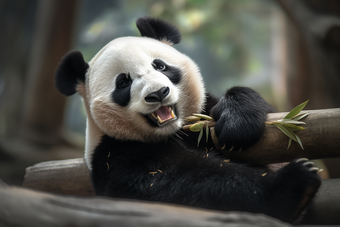 <strong>吃</strong>竹子的熊猫竹叶竹笋