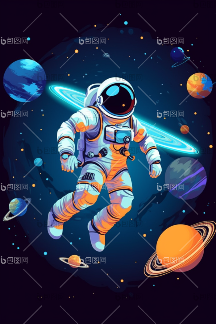 太空中的宇航员插画航天高清图片下载-包图网