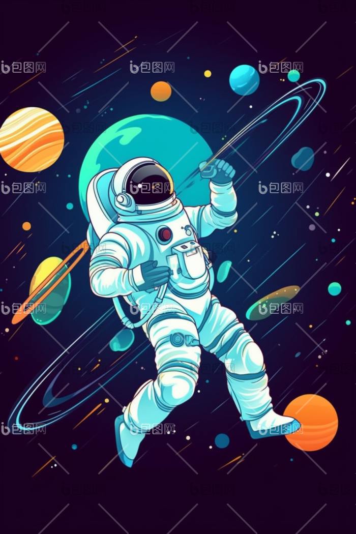 太空中的宇航员插画航天高清图片下载-包图网
