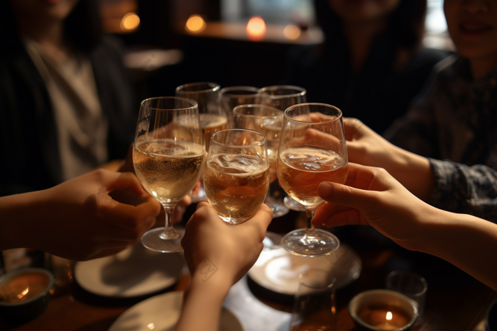 酒桌碰杯庆祝图片-包图网