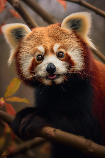 动物红色小熊猫活动休息野生