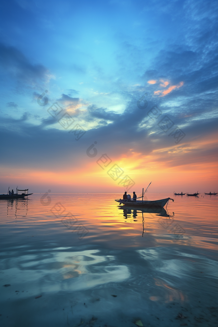 黄昏下的渔船摄影图24